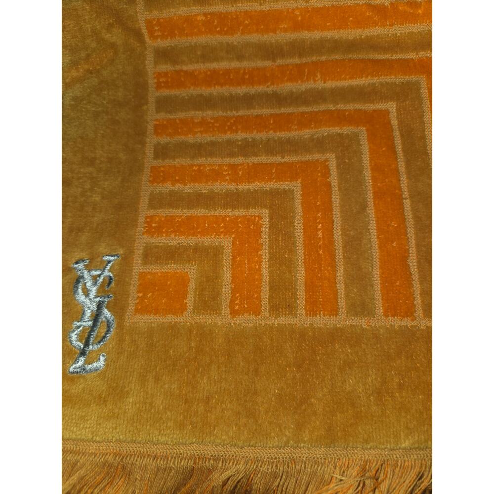 Vintage Yves Saint Laurent YSL Gold Orange Fieldcrest Bathroom Towels 3pc Set - Picture 3 of 4